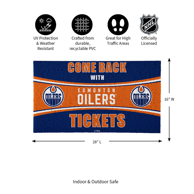 28" x 16" PVC Trapper Mat, Come Back with Tickets, Edmonton Oilers