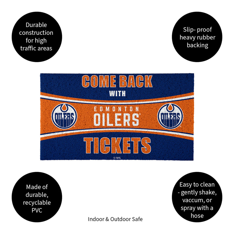 28" x 16" PVC Trapper Mat, Come Back with Tickets, Edmonton Oilers