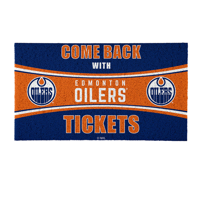 28" x 16" PVC Trapper Mat, Come Back with Tickets, Edmonton Oilers