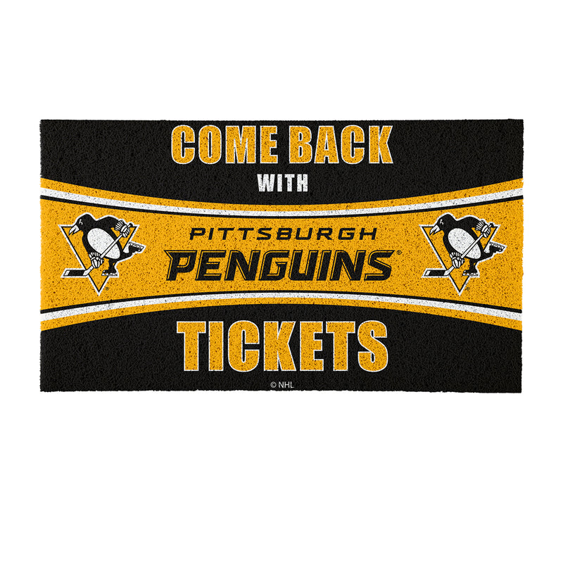 28" x 16" PVC Trapper Mat, Come Back with Tickets, Pittsburgh Penguins