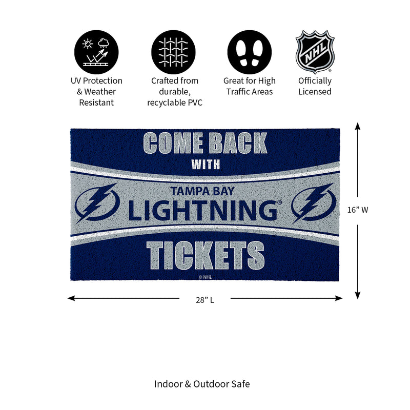 28" x 16" PVC Trapper Mat, Come Back with Tickets, Tampa Bay Lightning
