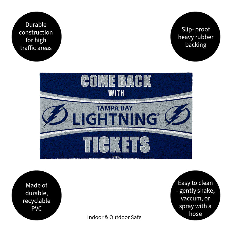28" x 16" PVC Trapper Mat, Come Back with Tickets, Tampa Bay Lightning