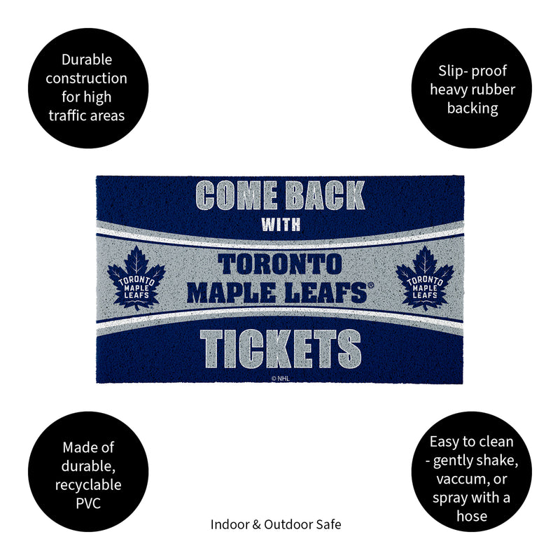 28" x 16" PVC Trapper Mat, Come Back with Tickets, Toronto Maple Leafs