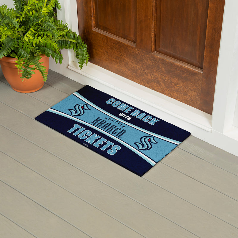 28" x 16" PVC Trapper Mat, Come Back with Tickets, Seattle Kraken
