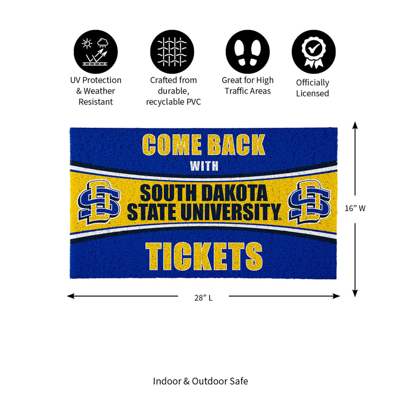 28" x 16" PVC Trapper Mat, Come Back with Tickets, South Dakota State University