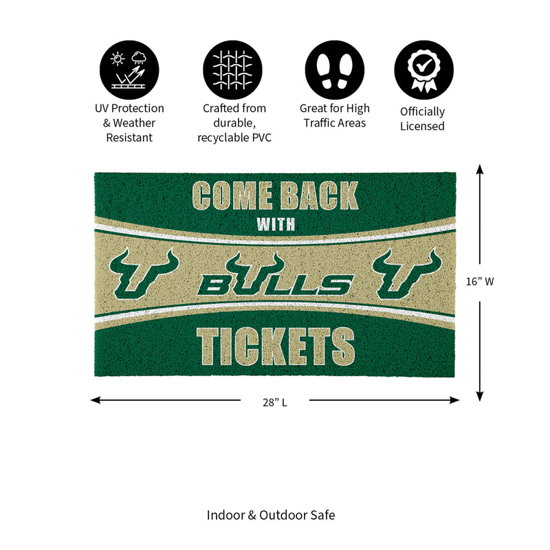 28" x 16" PVC Trapper Mat, Come Back with Tickets, University of South Florida