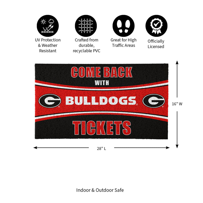 28" x 16" PVC Trapper Mat, Come Back with Tickets, University of Georgia