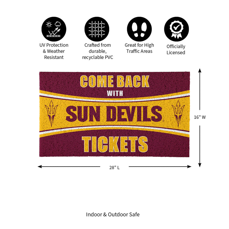 28" x 16" PVC Trapper Mat, Come Back with Tickets, Arizona State University