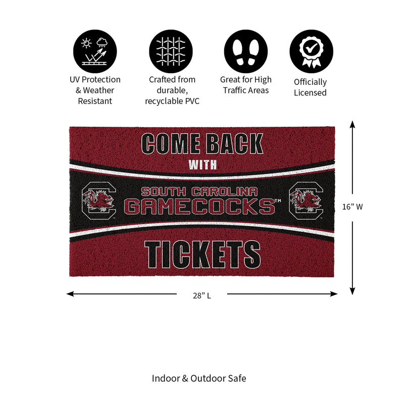28" x 16" PVC Trapper Mat, Come Back with Tickets, University of South Carolina