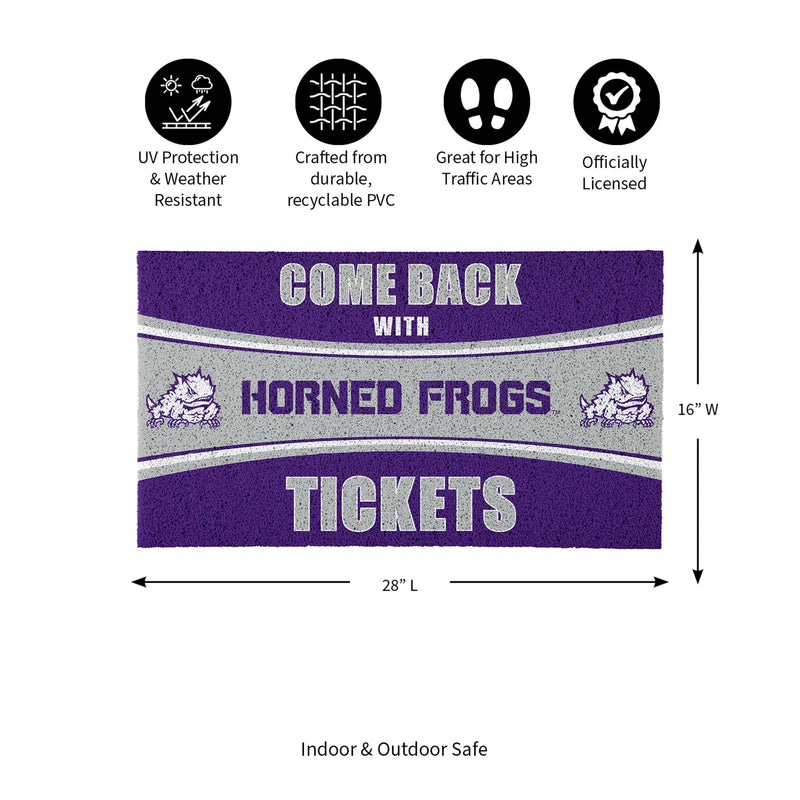 28" x 16" PVC Trapper Mat, Come Back with Tickets, Texas Christian University