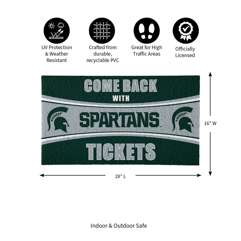 28" x 16" PVC Trapper Mat, Come Back with Tickets, Michigan State University