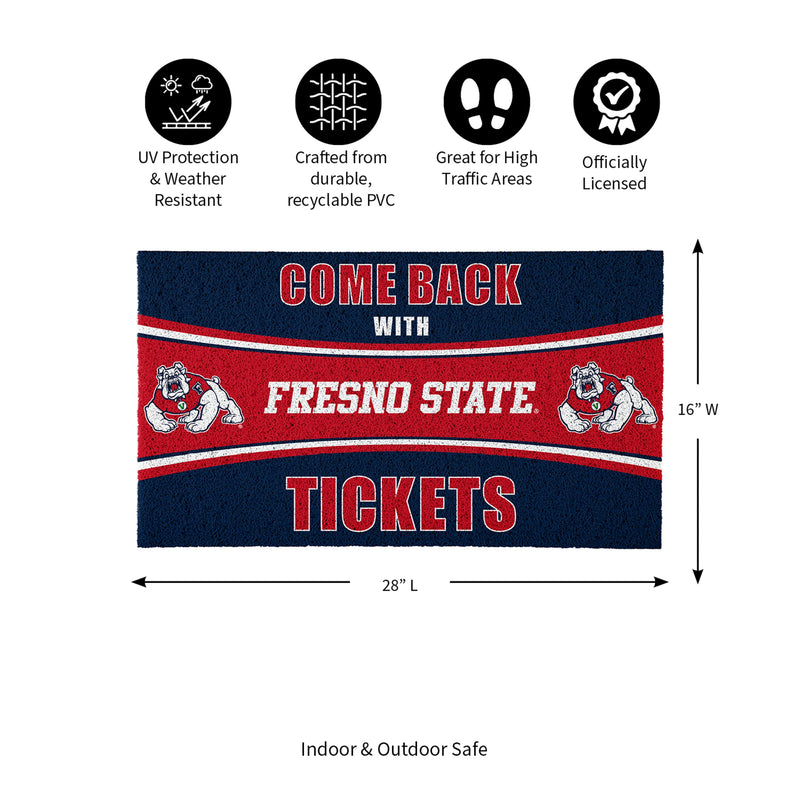 28" x 16" PVC Trapper Mat, Come Back with Tickets, Fresno State