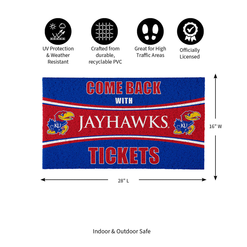 28" x 16" PVC Trapper Mat, Come Back with Tickets, University of Kansas