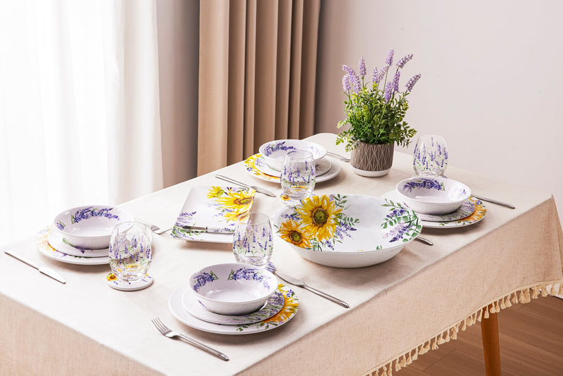 Evergreen Home Accents,13.75" Melamine Serving Bowl, Lavender Fields,13.78x13.78x2.76 Inches