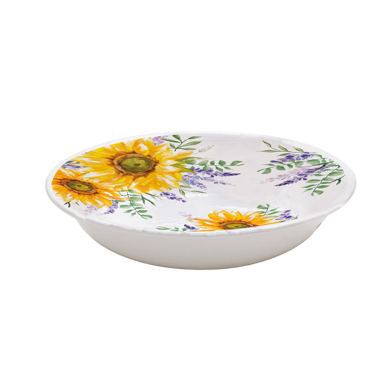 Evergreen Home Accents,13.75" Melamine Serving Bowl, Lavender Fields,13.78x13.78x2.76 Inches