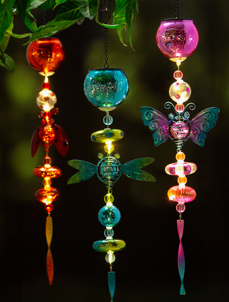 Garden Friend Solar Glass Hanging Decor,2sp4218a