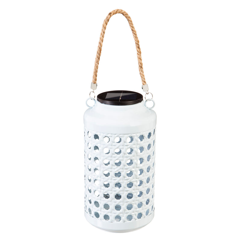 Light-n-Motion Solar Metal Lantern, Aqua Wicker Pattern,2sp5141