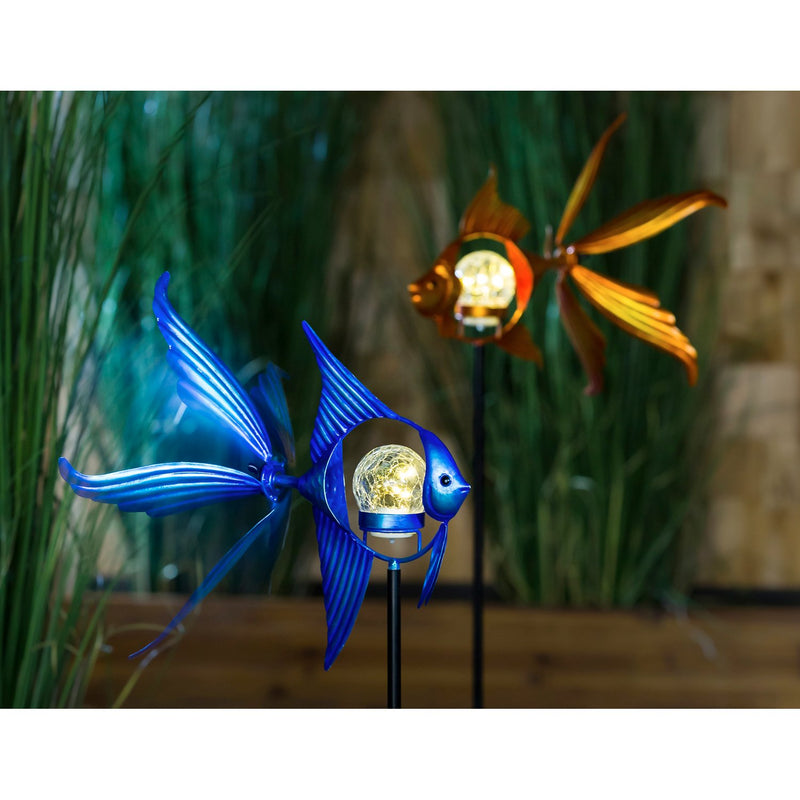 38"H Solar Fish Staked Wind Spinner, 2 Asst.,2sp6604