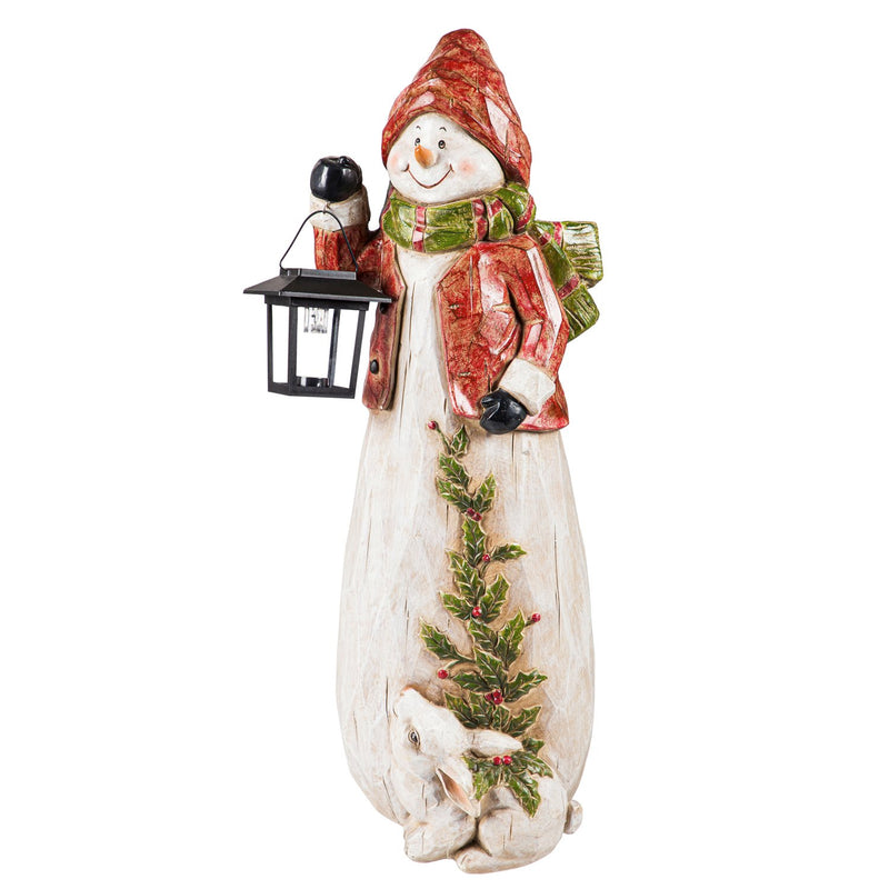 24"H Snowman with Solar Lantern Garden Statuary,2sp6970