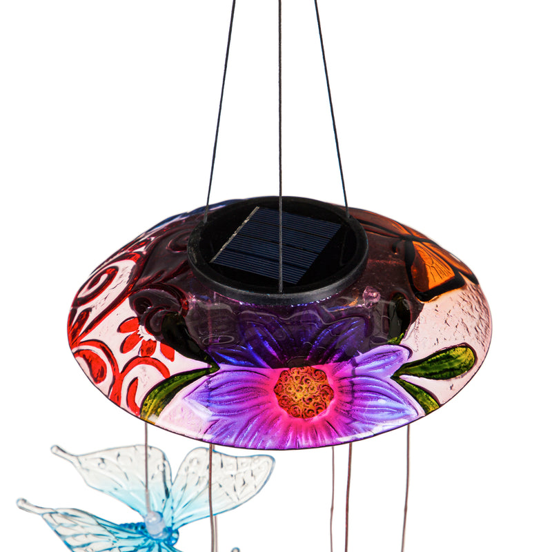 Evergreen Garden Accents,Hand Painted Solar Color Changing Solar Mobile, Butterfly,7.09x7.09x29.53 Inches