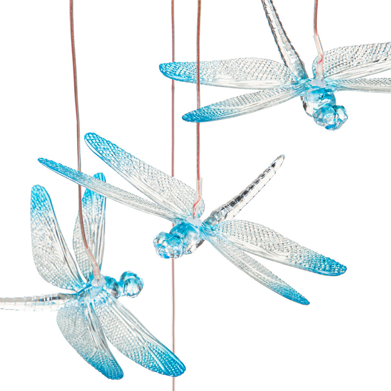 Evergreen Garden Accents,Hand Painted Solar Color Changing Solar Mobile, Dragonfly,7.09x7.09x29.53 Inches