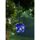 8" Solar Hanging Mosaic Gazing Ball, Light Blue with Florals,2sp7202