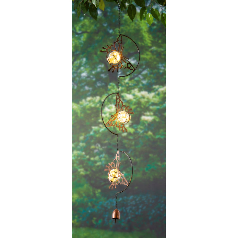 Evergreen Garden Accents,Solar Butterfly Tiered Hanging Décor,8.27x2.36x44.88 Inches