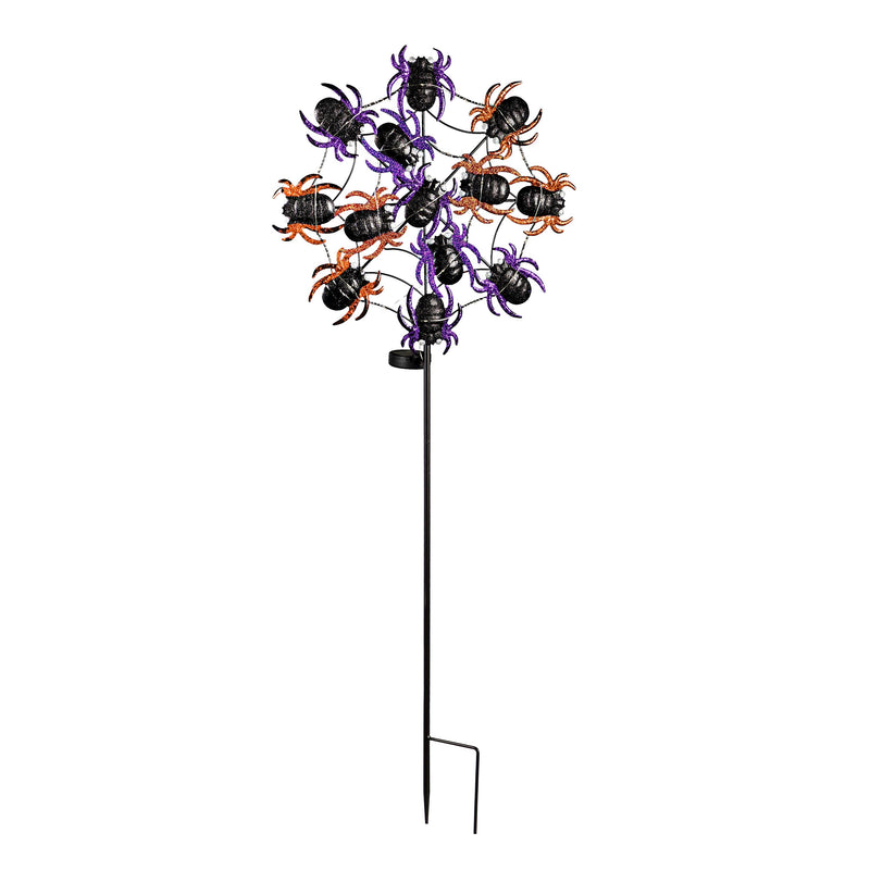44"H Blinking Light Solar Garden Stake, Purple Spider Web