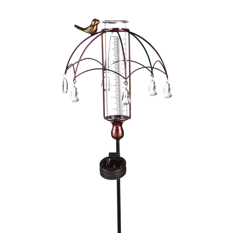 36" Solar Rain Gauge with Umbrella Embellished Design