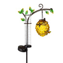 Pollinator Garden Stake, Solar Beehive with Rain Gauge, 36"H