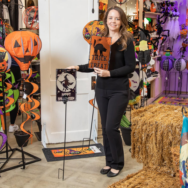 Solar Metal & Glass Halloween Garden Stake, 3 Asst. 2 of Each, 6 Pieces Total