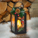 Plastic Solar Pine Lantern w/ Holiday Wreath