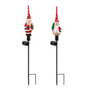 Traditional Santa Garden Stake, Glass Solar Garden Stake, Santa and Snowman, 36"H, Asst of 2