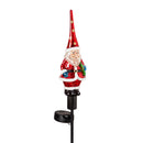 Traditional Santa Garden Stake, Glass Solar Garden Stake, Santa and Snowman, 36"H, Asst of 2