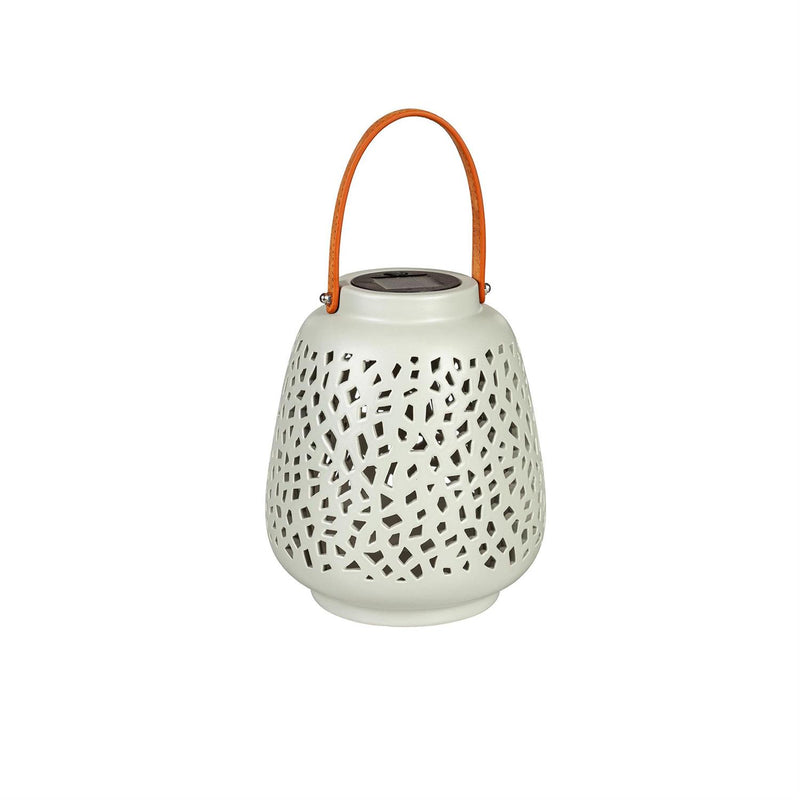Ceramic Speckled Cut Out Solar Lantern