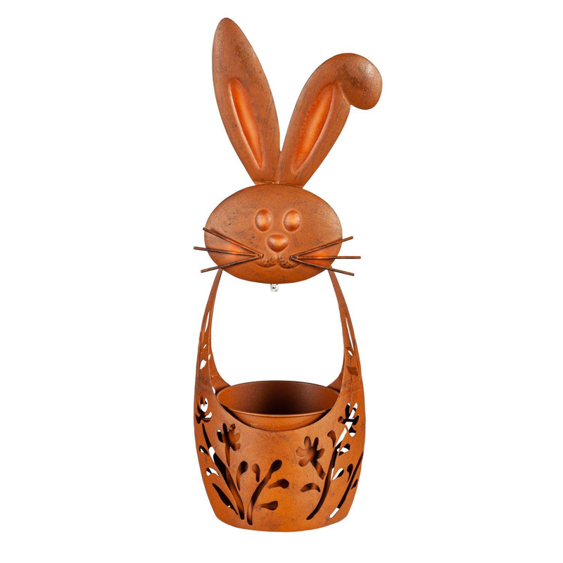 16" H Solar Metal Rabbit Planter