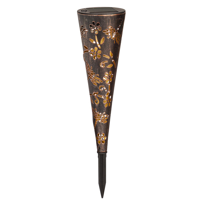 14"H Solar Pathway Light, Light Casting Laser Cut, Set of 3