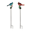 35"H Solar Garden Stake, Jeweled Blue Jay & Cardinal, Set of 2