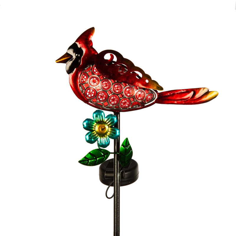 35"H Solar Garden Stake, Jeweled Blue Jay & Cardinal, Set of 2