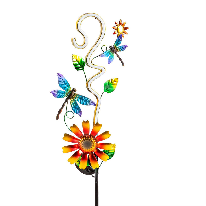 36"H Solar Garden Stake, Neon Pollinator