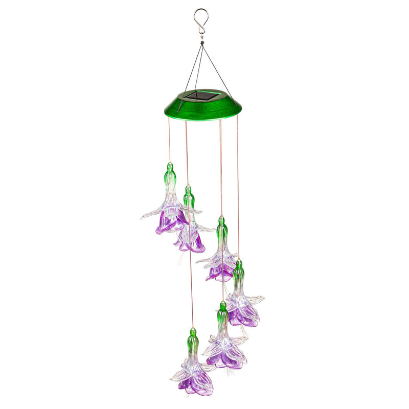 Evergreen Wind,White Light Solar Mobile, Purple Fairy Flower,7.1x7.1x39 Inches