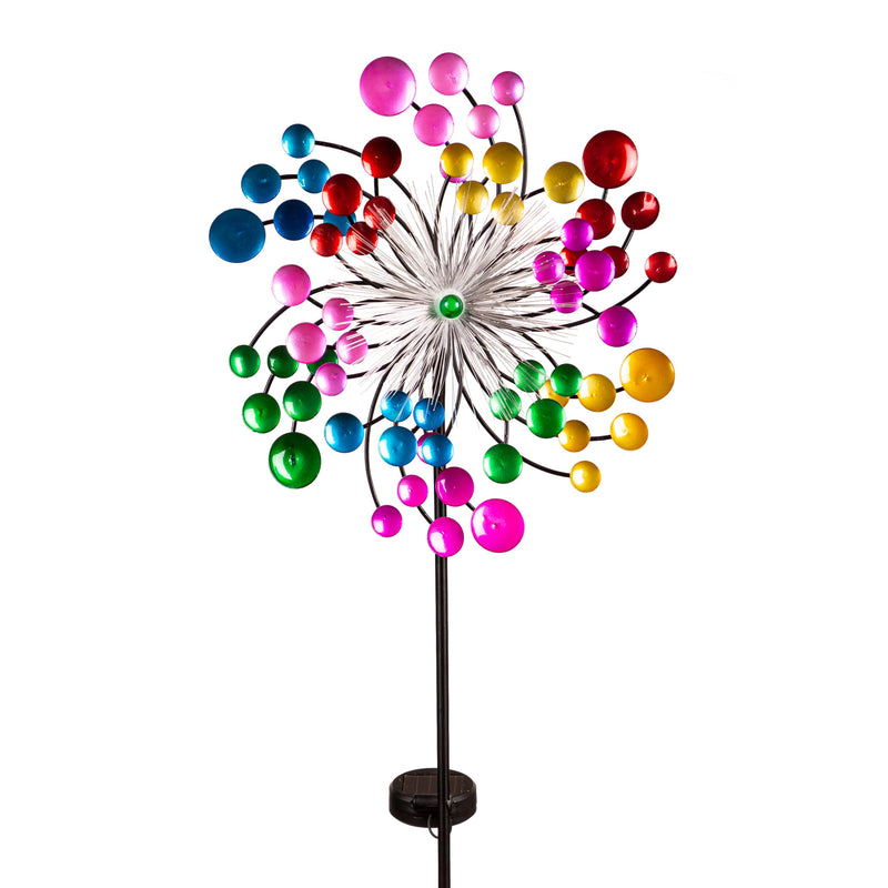 Evergreen Wind,Solar Fiber Optic Color Pop Wind Spinner,11.22x3.54x41.34 Inches