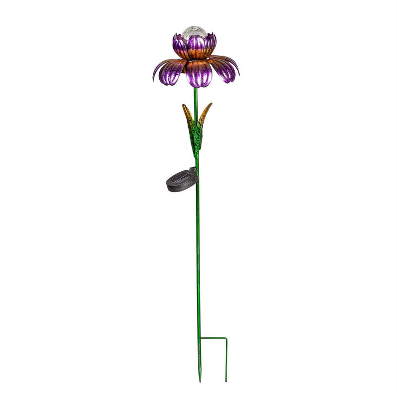 Solar Garden Stake, Spinning Purple Flower