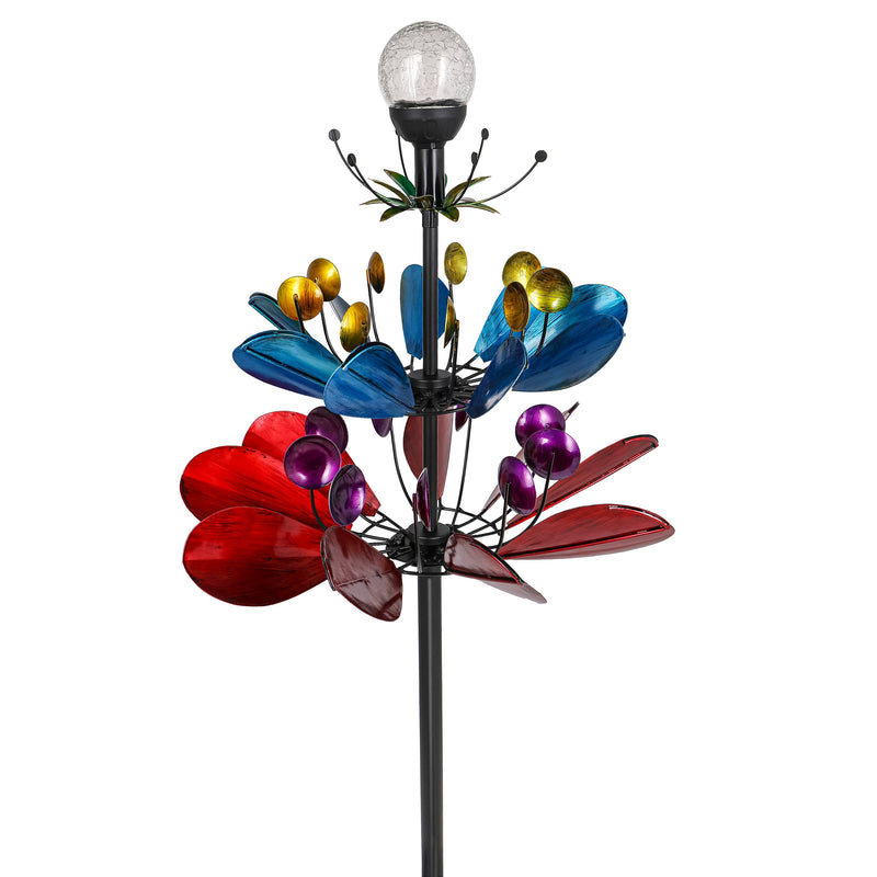 Evergreen Wind,75" Solar Tiered Colorful Spinner,18x18x79 Inches