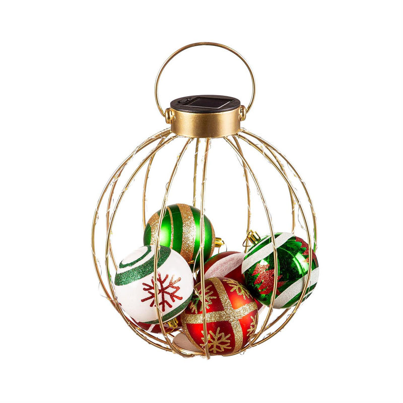 Joyful Traditions Outdoor Lamp & Lighting, Solar Lantern, Round Ornament, 12"H