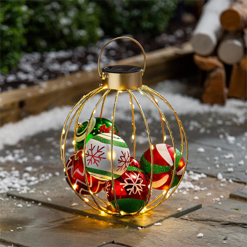 Joyful Traditions Outdoor Lamp & Lighting, Solar Lantern, Round Ornament, 15"H