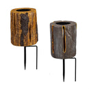 Woodland Storybook Garden Path Lighting, Solar Path Lights, Faux Wood, 14"H, Asst of 2