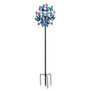 Solar Metal  Wind Spinner, Blue Butterfly & Flowers, 74"H