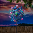 Solar Metal  Wind Spinner, Blue Butterfly & Flowers, 74"H