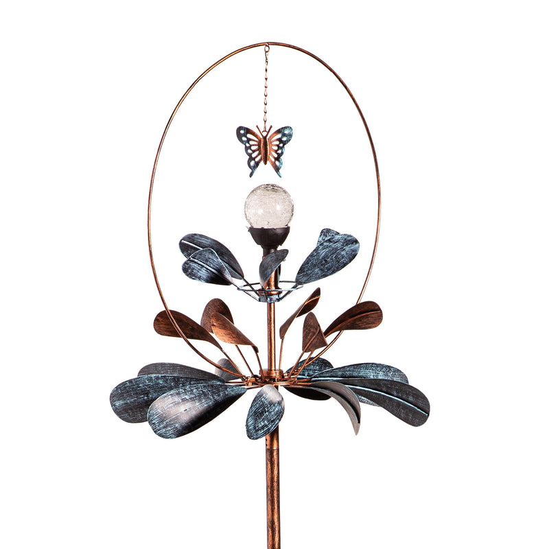 Solar Metal Wind Spinner, Sphere Flower, 81"H